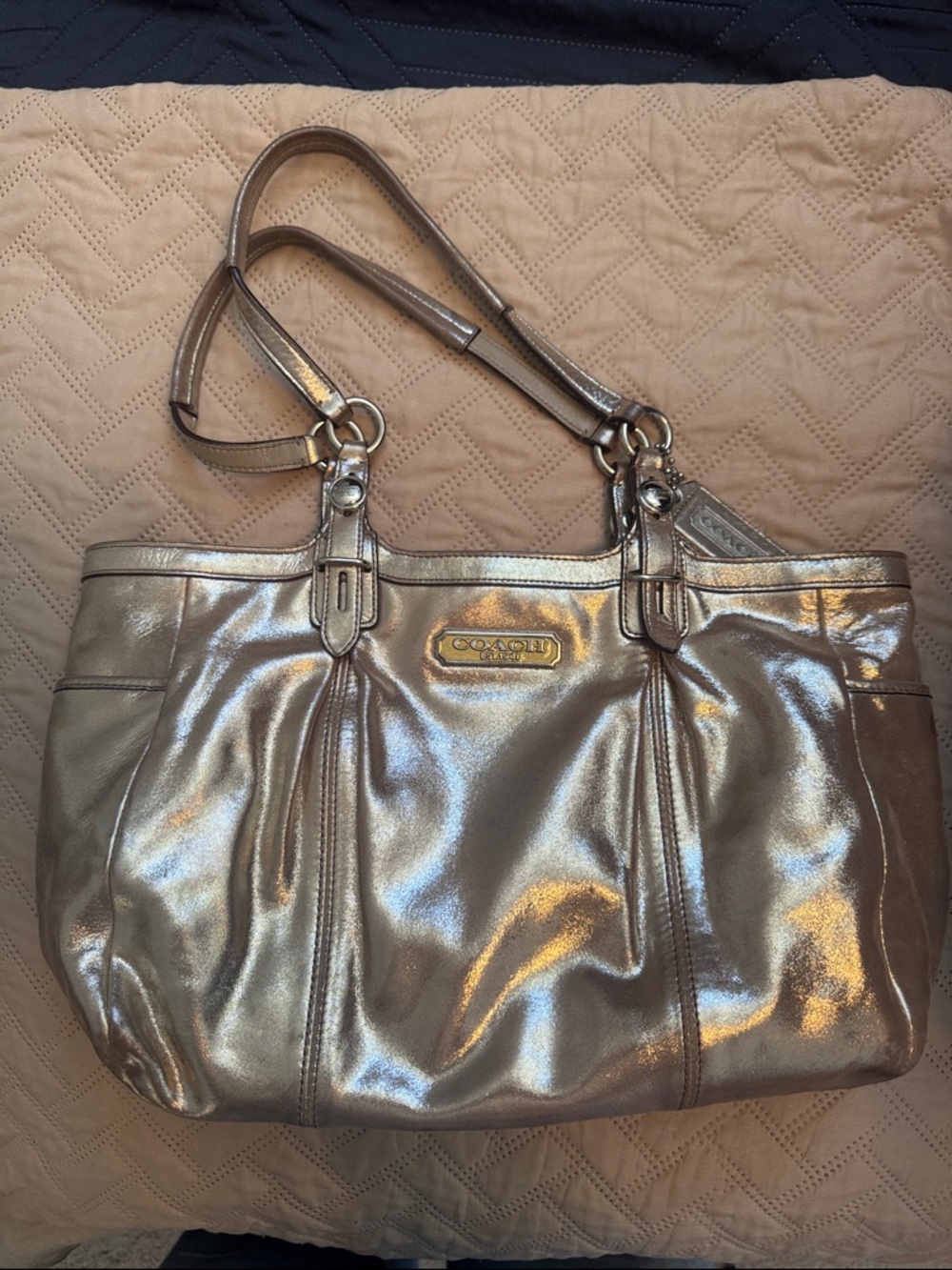COACH Metallic Gold Leather Tote Bag